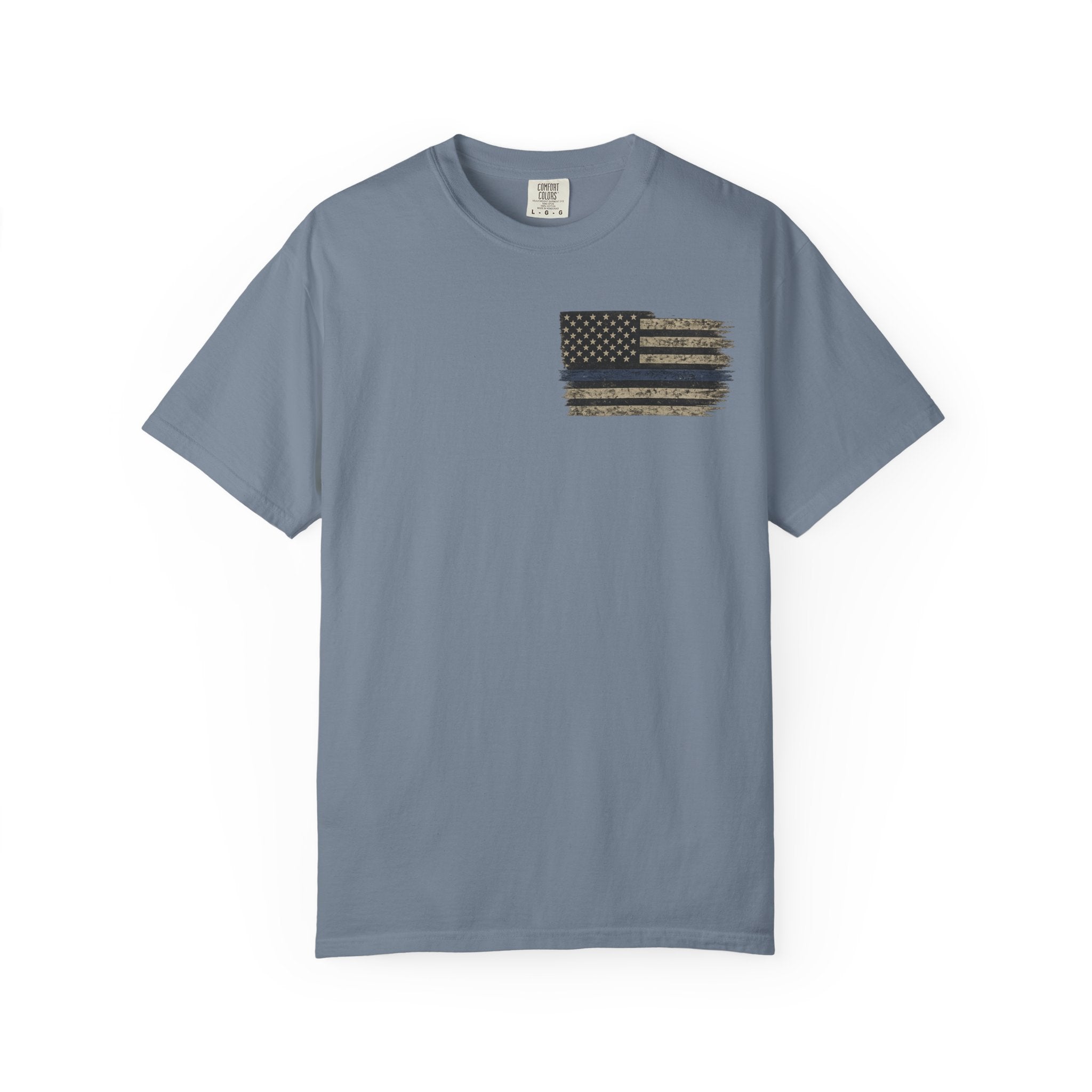 Men’s Peacemakers Thin Blue Line Flag T-Shirt — "Blessed Are The Peacemakers" (Matthew 5:9)
