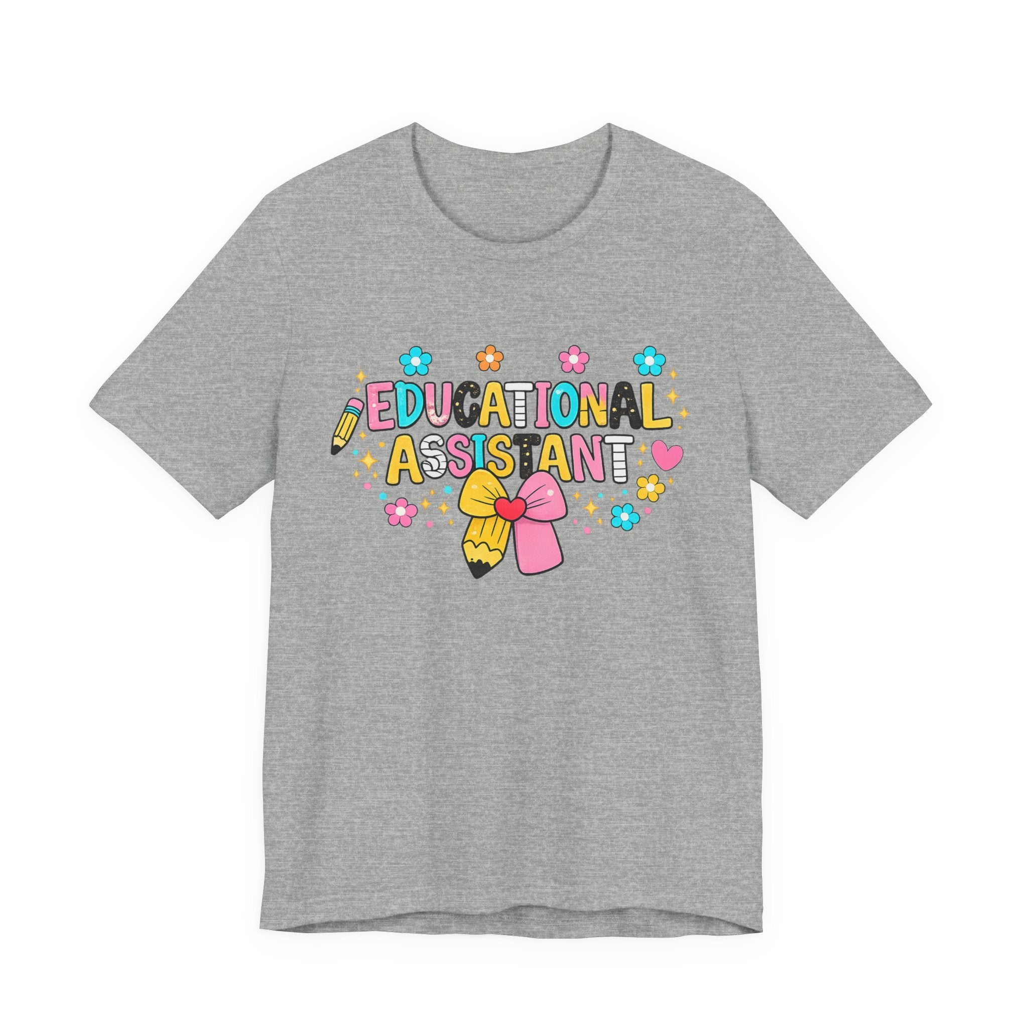 Educational Assistant T-Shirt — Cute Pencil & Ribbon Design for Teachers