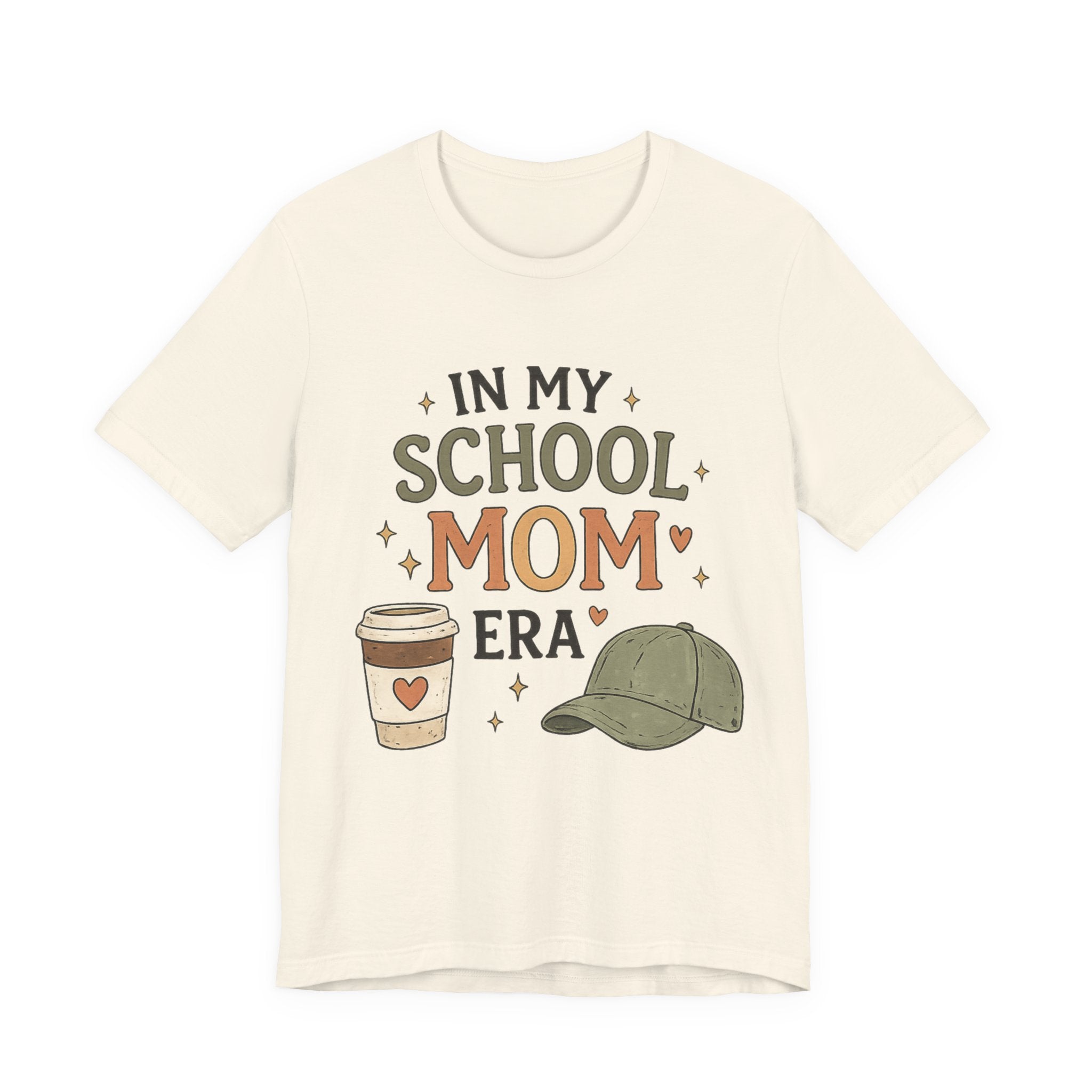 Woman’s School Mom Tee — "In My School Mom Era" Graphic T‑Shirt (Coffee & Cap Design)