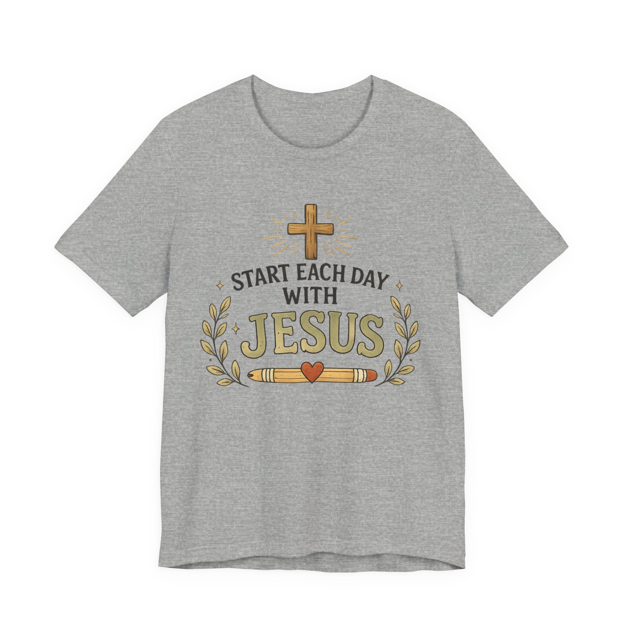 Start Each Day With Jesus T‑Shirt — Inspirational Christian Faith Tee
