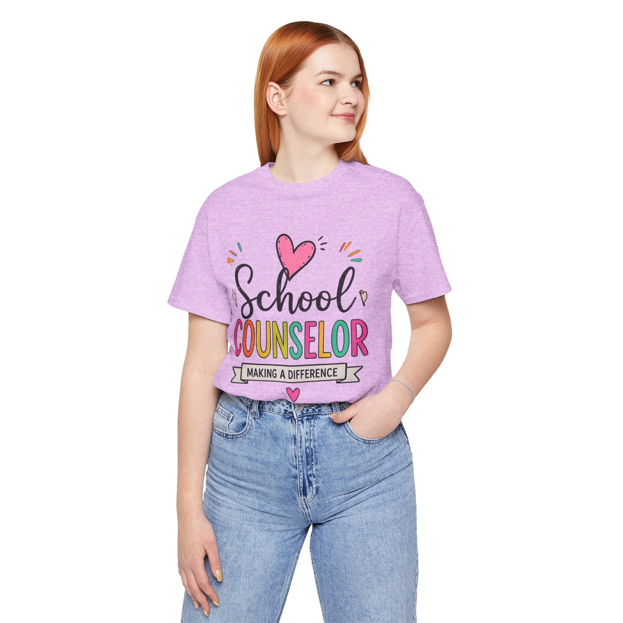 School Counselor T‑Shirt — 'Making a Difference' Colorful Heart Design