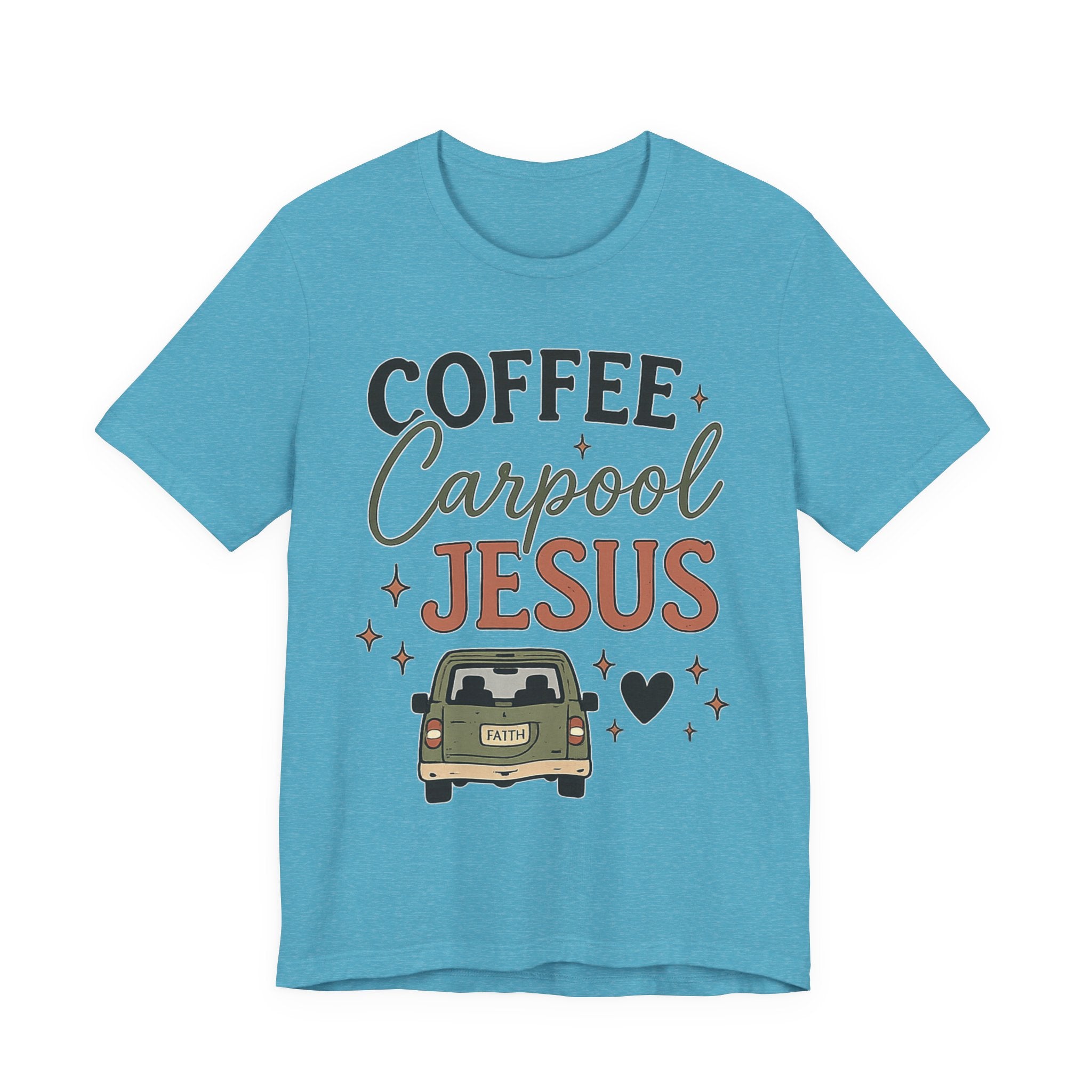Woman’s Coffee Carpool Jesus T‑Shirt — Christian Faith Graphic Tee