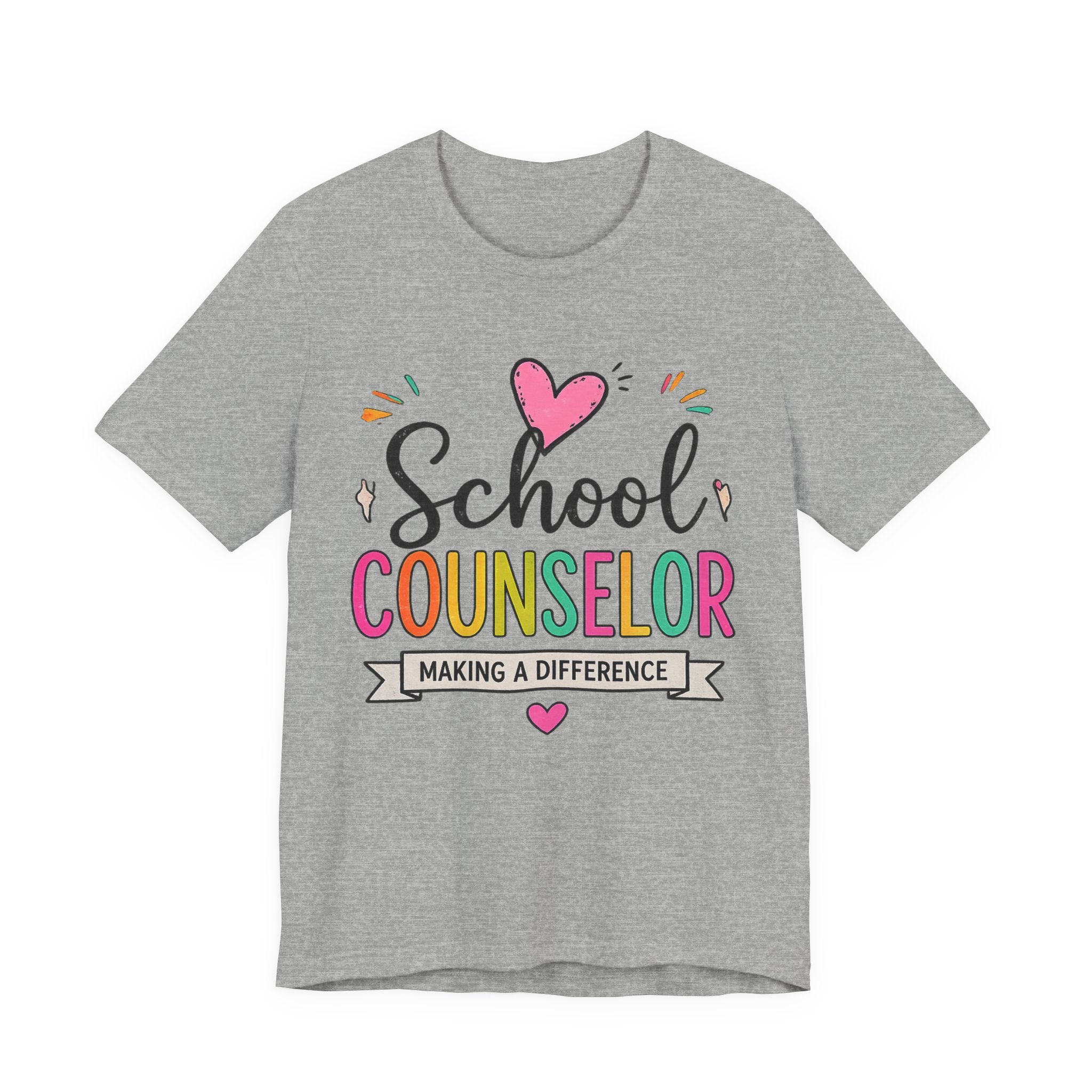School Counselor T‑Shirt — 'Making a Difference' Colorful Heart Design