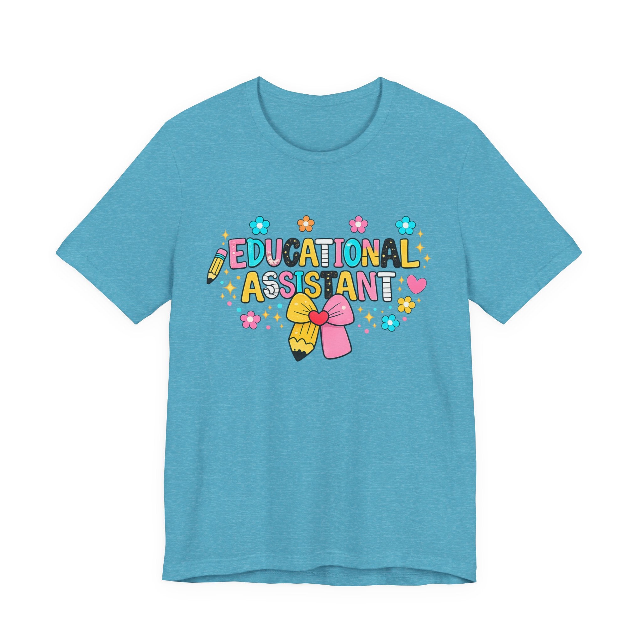 Educational Assistant T-Shirt — Cute Pencil & Ribbon Design for Teachers