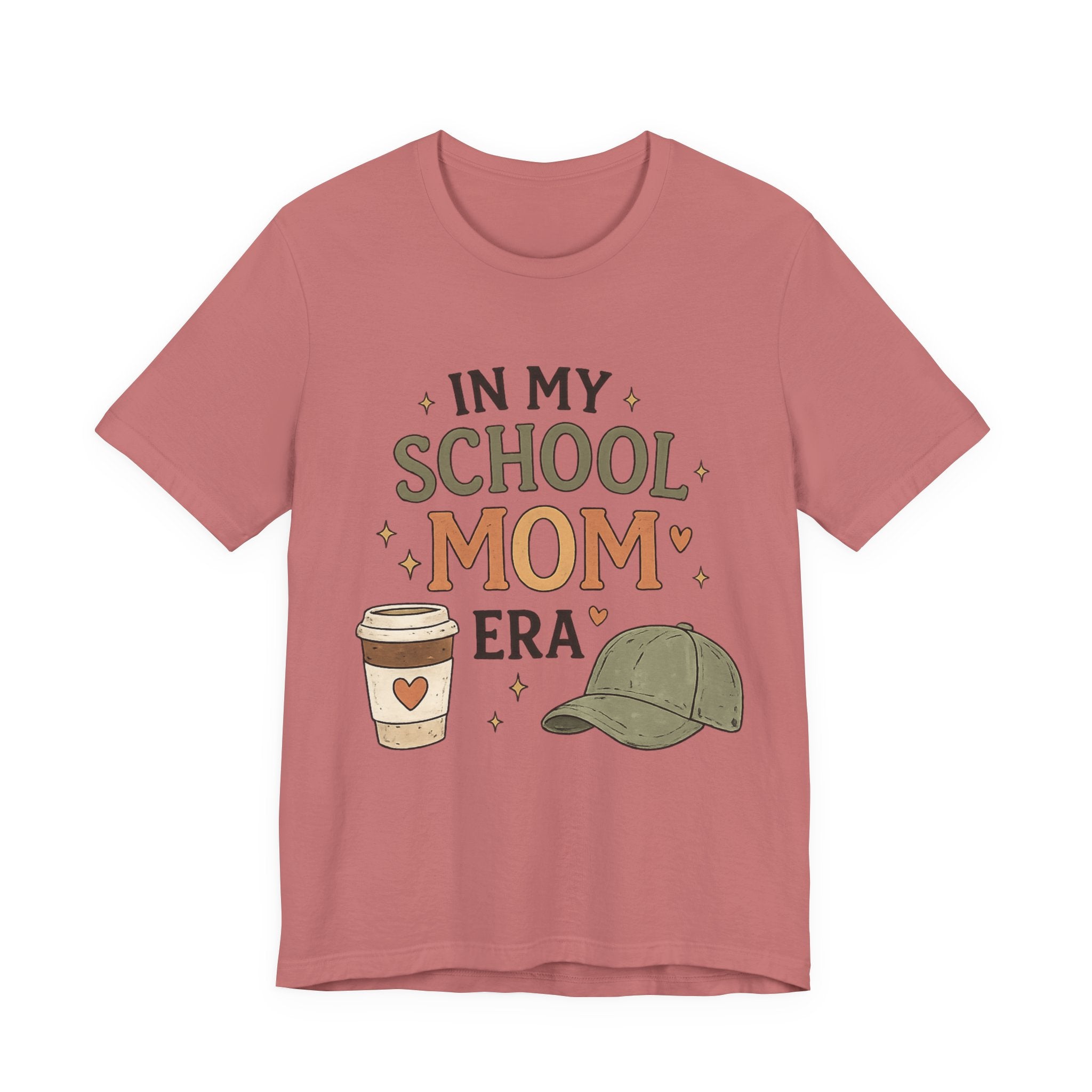 Woman’s School Mom Tee — "In My School Mom Era" Graphic T‑Shirt (Coffee & Cap Design)