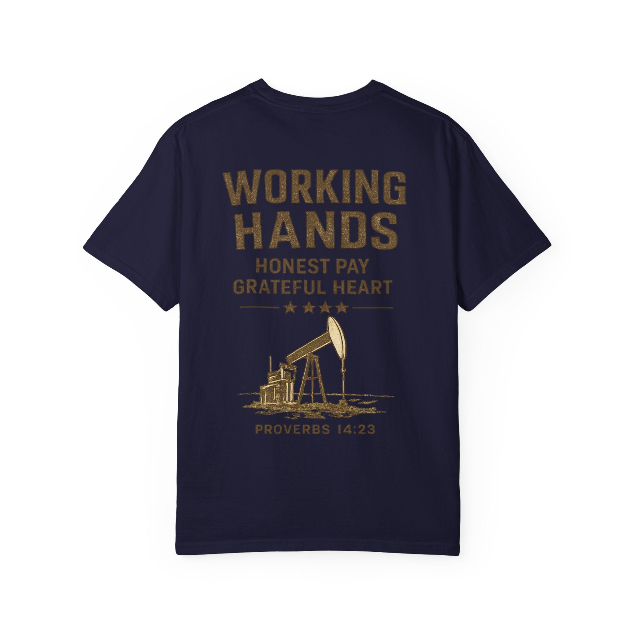 Men’s Working Hands T-Shirt — "Honest Pay, Grateful Heart" (Proverbs 14:23)