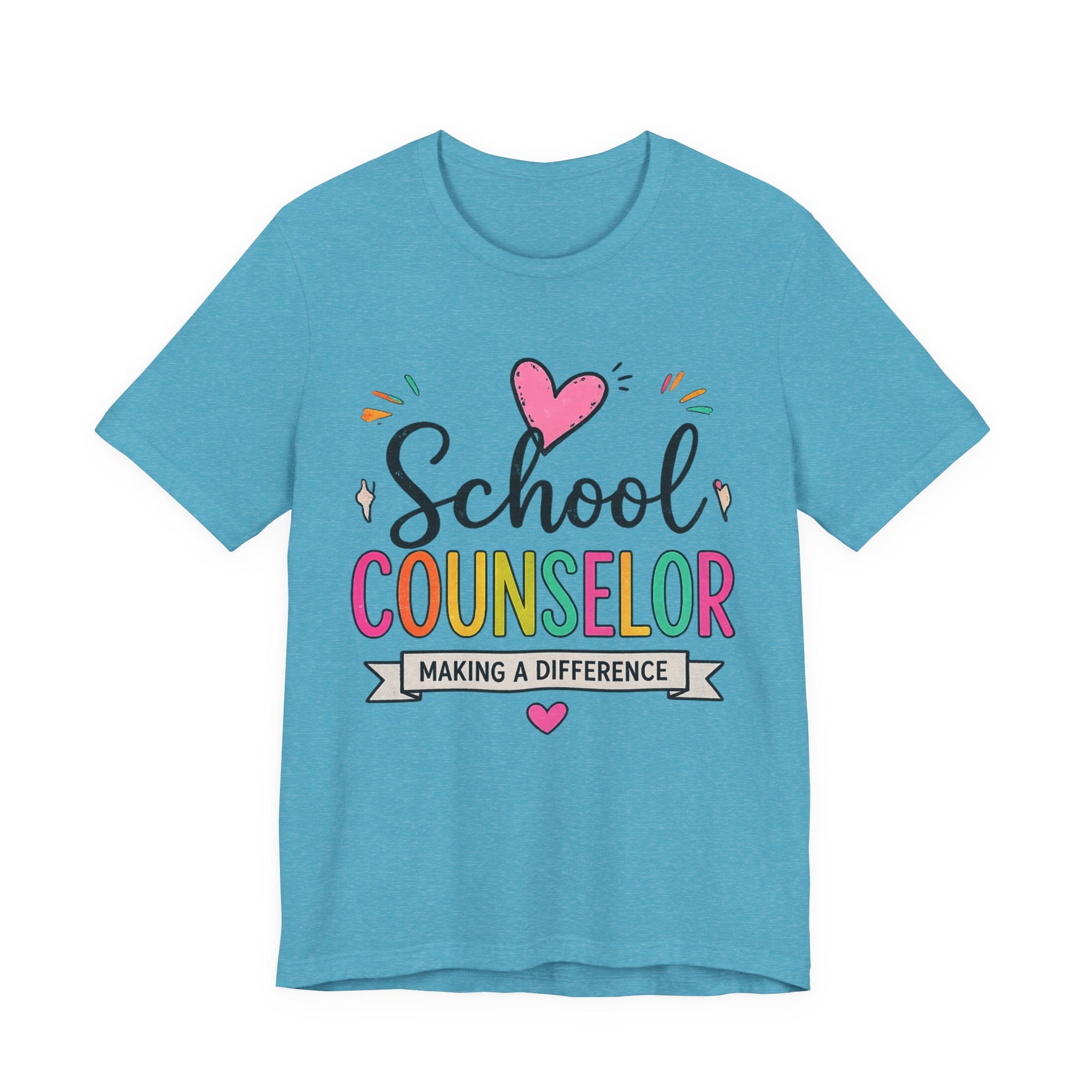 School Counselor T‑Shirt — 'Making a Difference' Colorful Heart Design