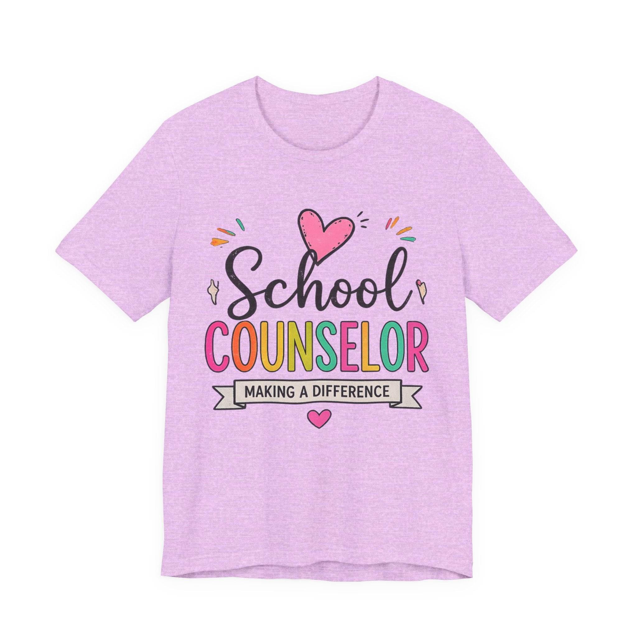 School Counselor T‑Shirt — 'Making a Difference' Colorful Heart Design