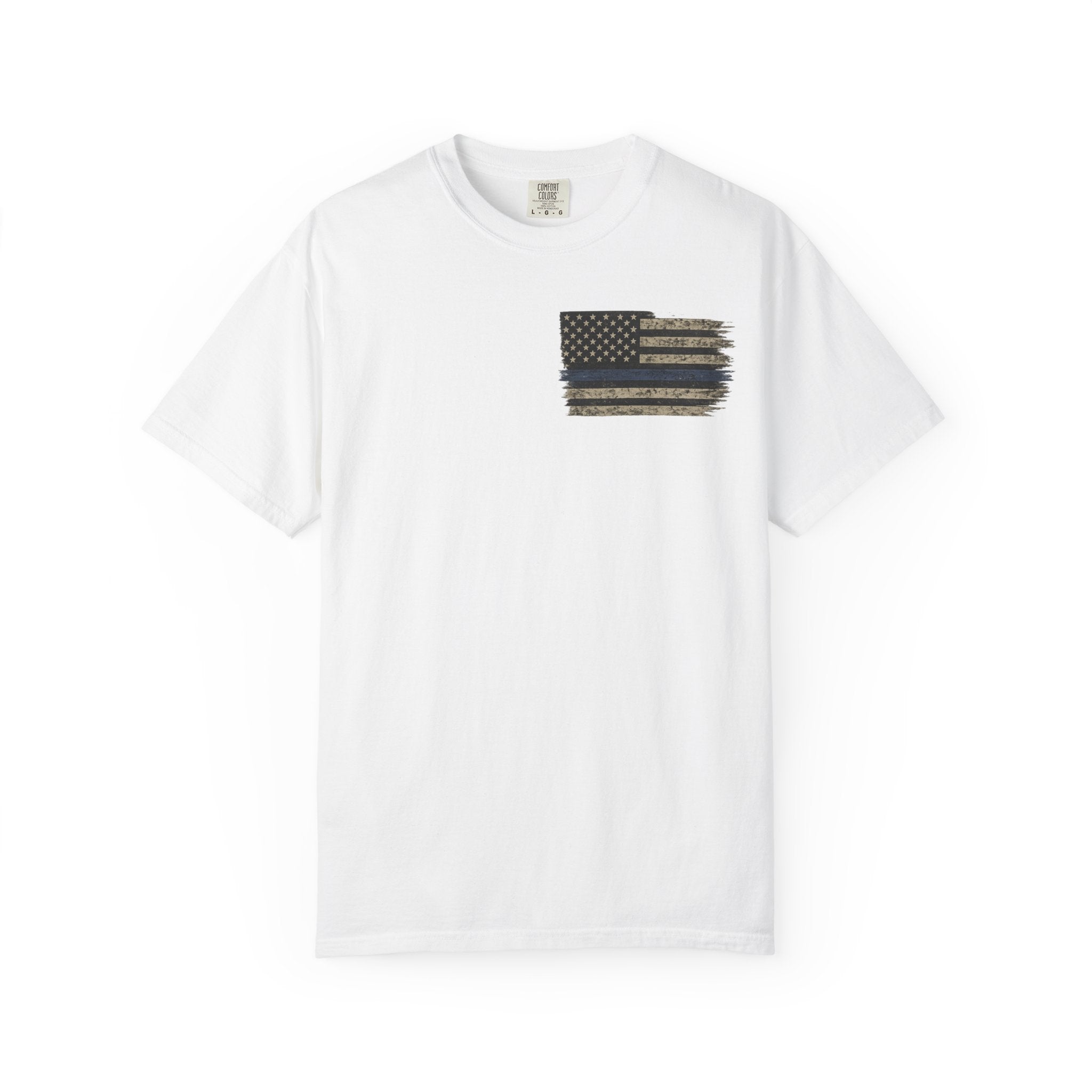 Men’s Peacemakers Thin Blue Line Flag T-Shirt — "Blessed Are The Peacemakers" (Matthew 5:9)