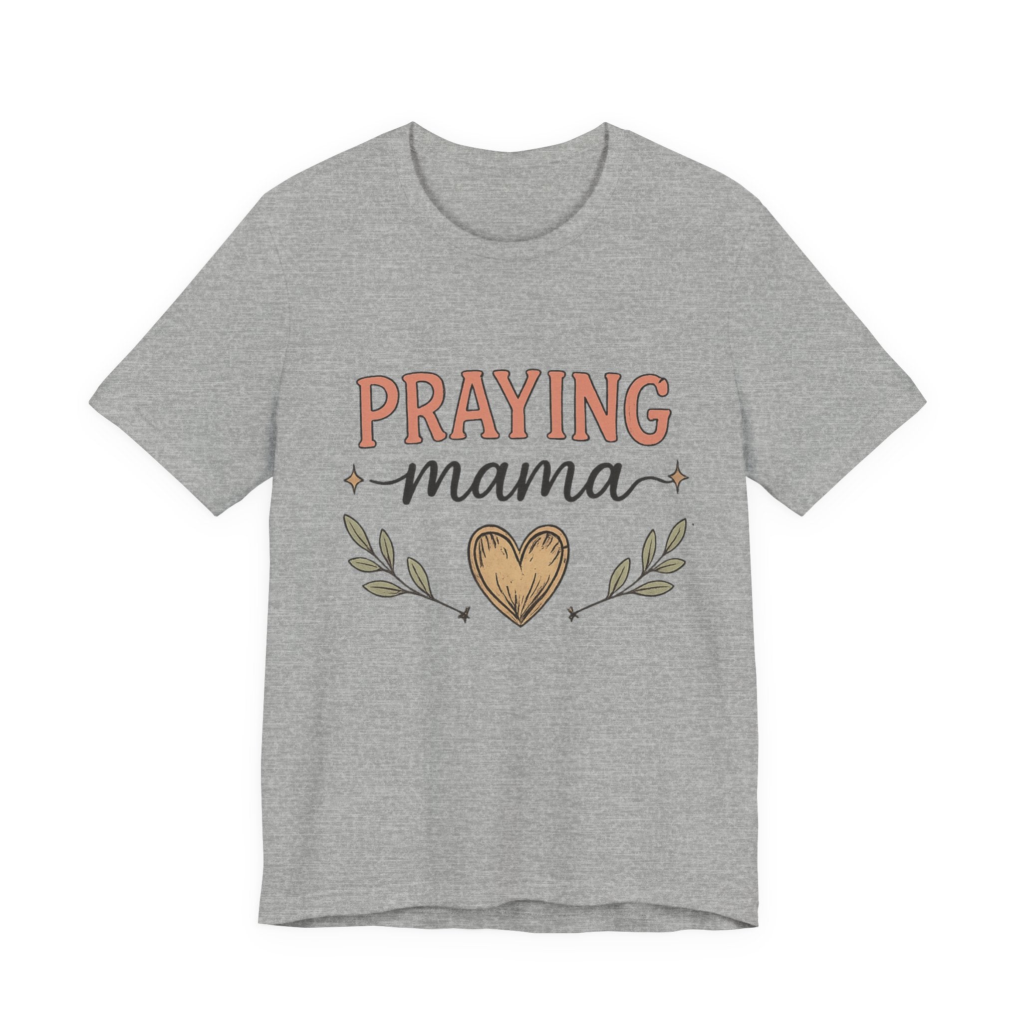 Woman’s Praying Mama T-Shirt — Faith-Based Women's Tee with Heart & Olive Branch Design