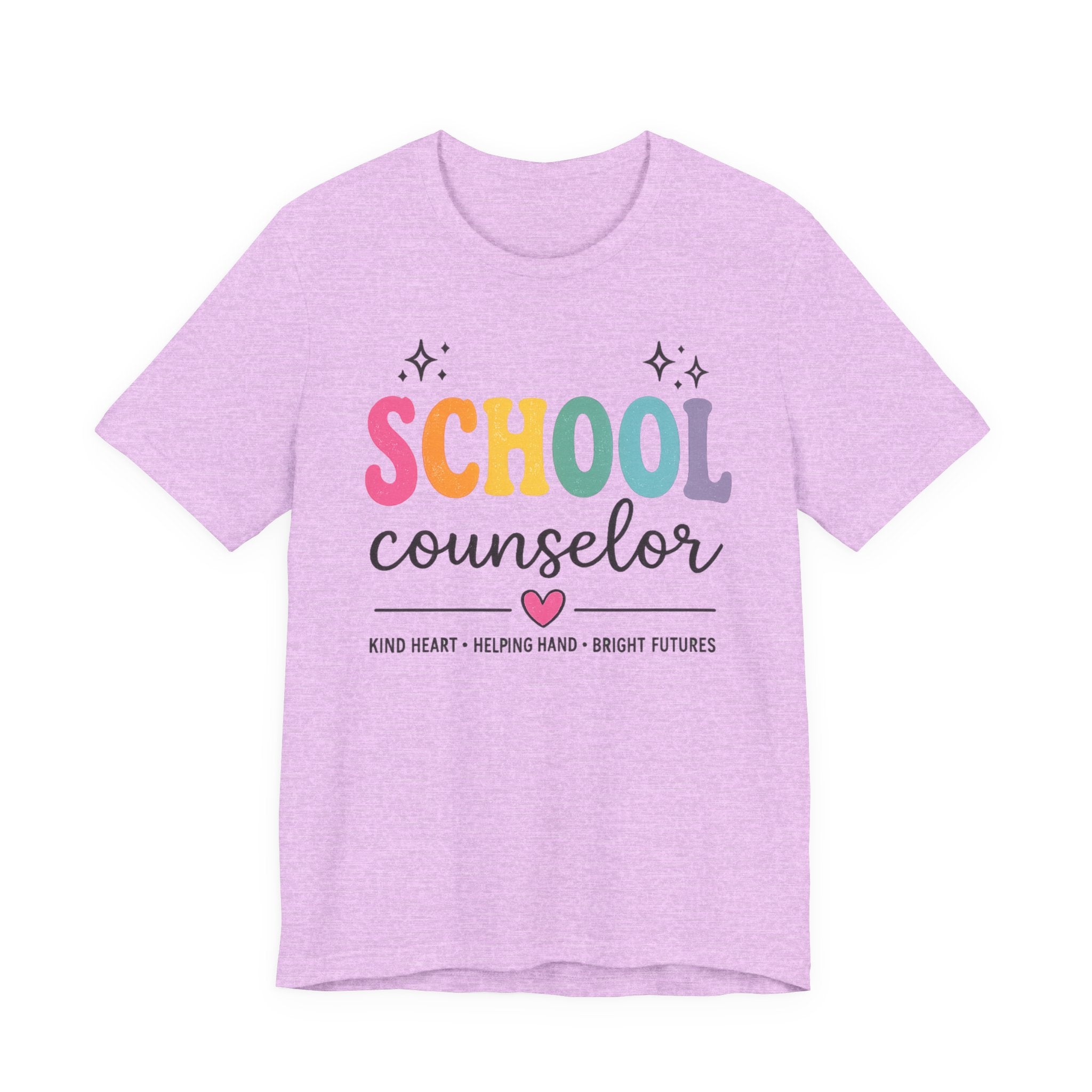 School Counselor T-Shirt — “Kind Heart • Helping Hand • Bright Futures” Cute Rainbow Design