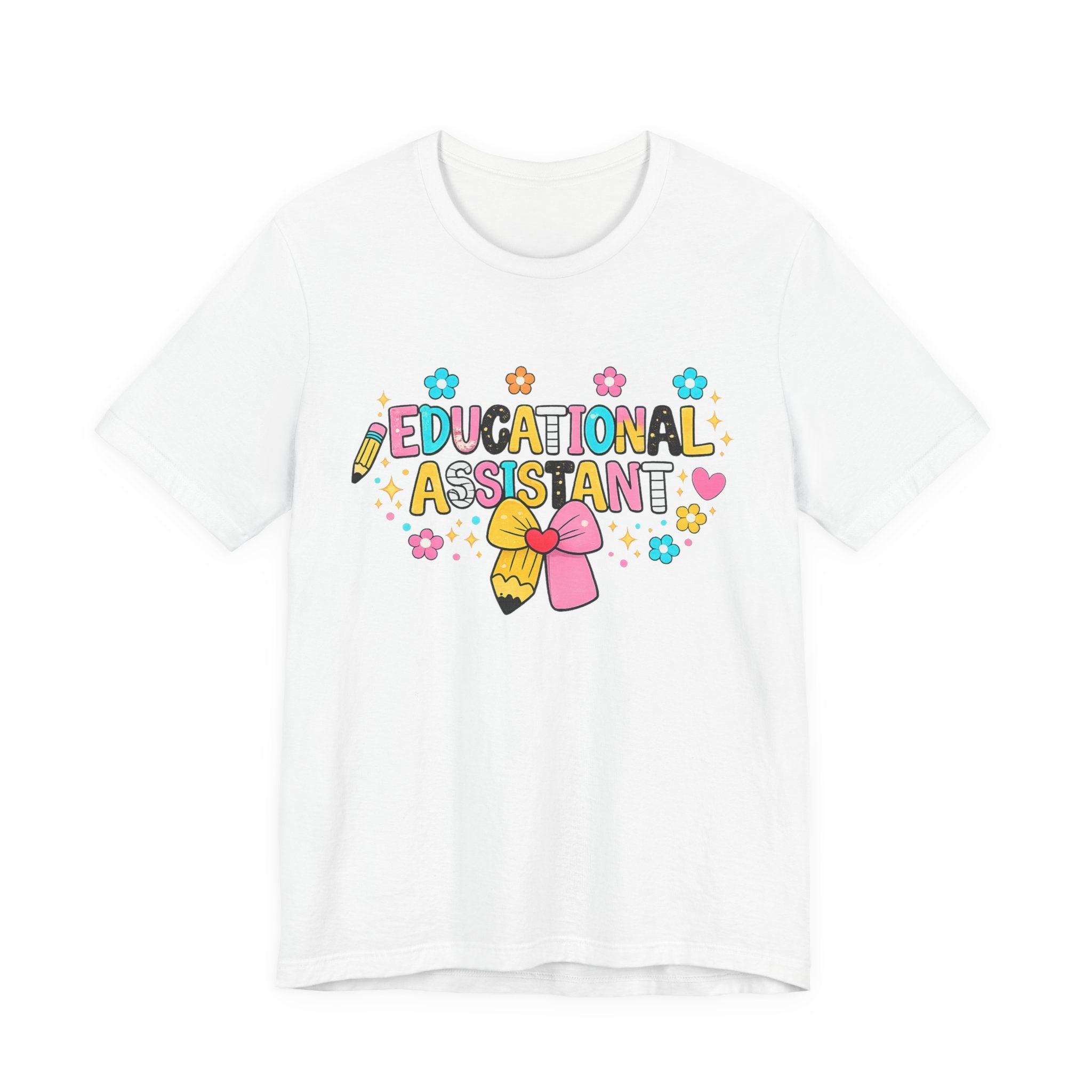 Educational Assistant T-Shirt — Cute Pencil & Ribbon Design for Teachers