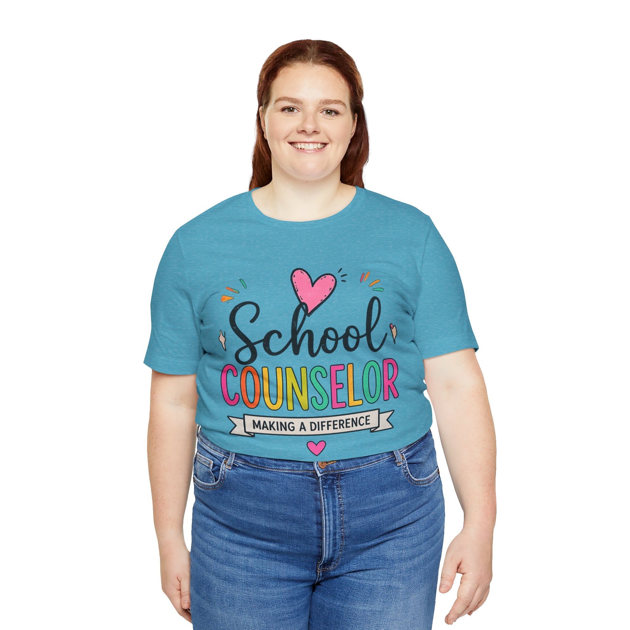 School Counselor T‑Shirt — 'Making a Difference' Colorful Heart Design