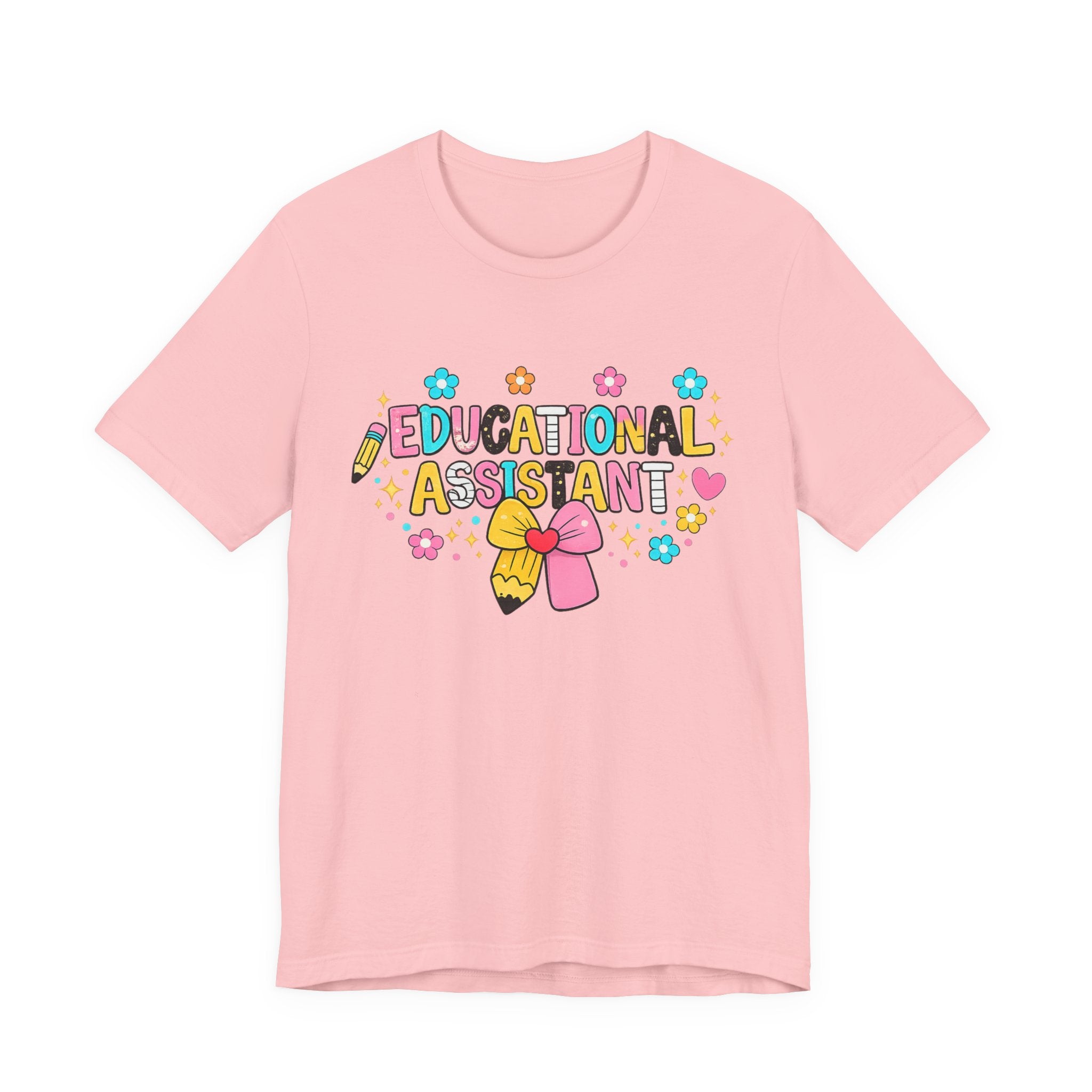 Educational Assistant T-Shirt — Cute Pencil & Ribbon Design for Teachers