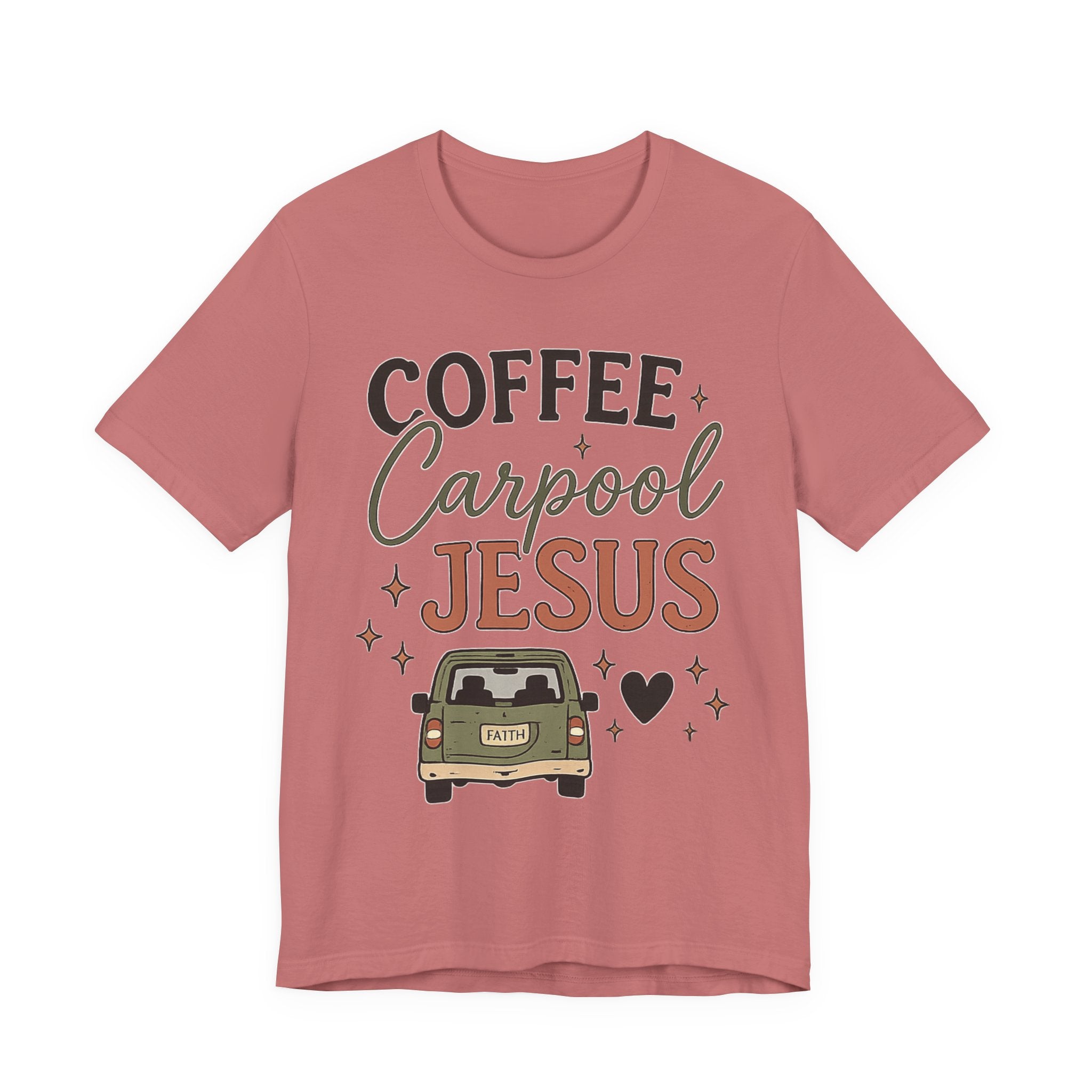 Woman’s Coffee Carpool Jesus T‑Shirt — Christian Faith Graphic Tee