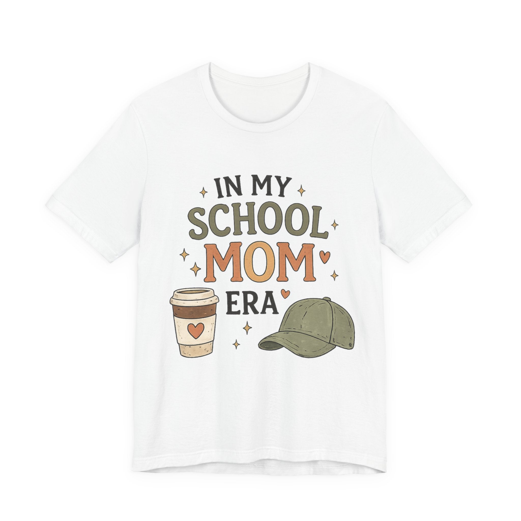 Woman’s School Mom Tee — "In My School Mom Era" Graphic T‑Shirt (Coffee & Cap Design)