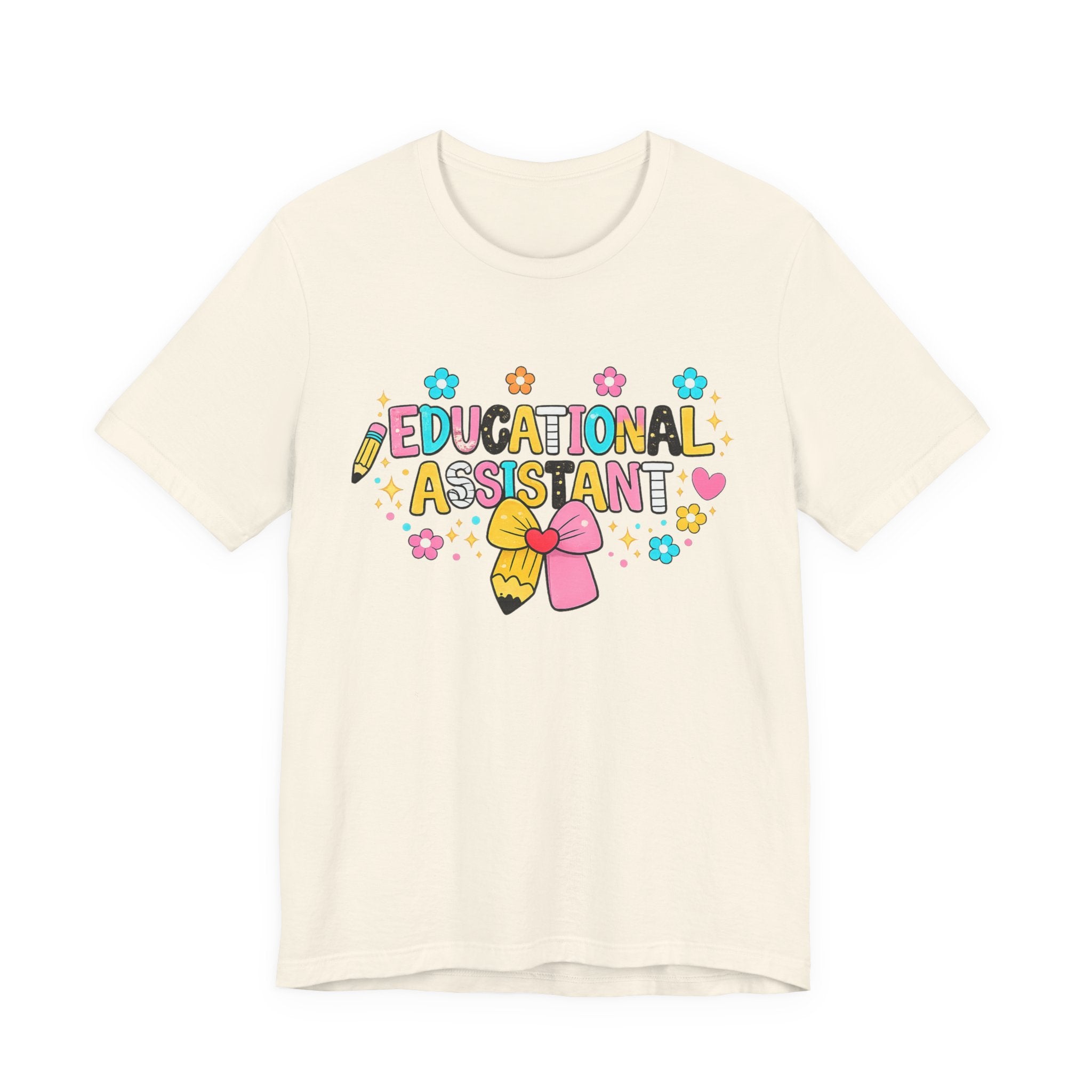 Educational Assistant T-Shirt — Cute Pencil & Ribbon Design for Teachers