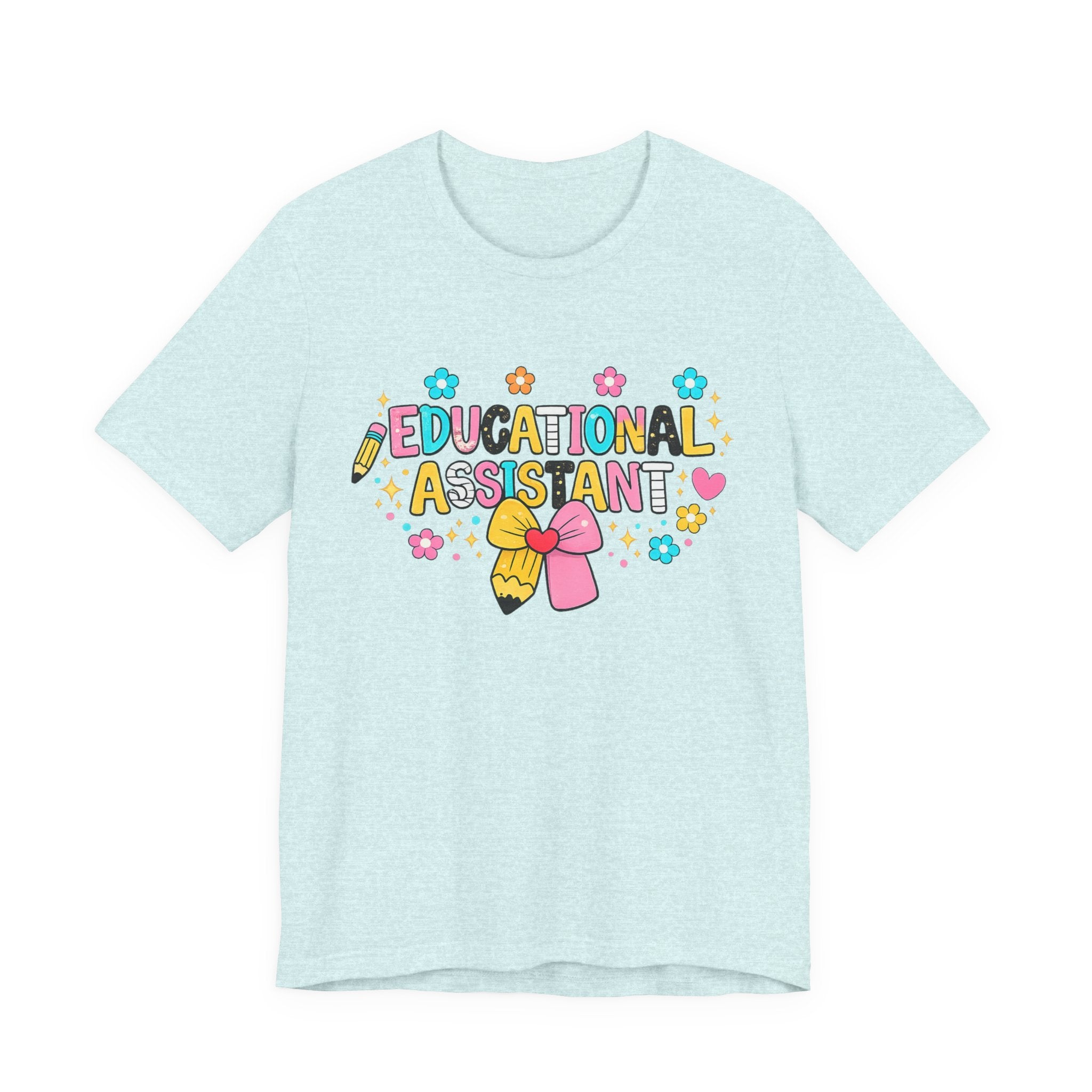 Educational Assistant T-Shirt — Cute Pencil & Ribbon Design for Teachers