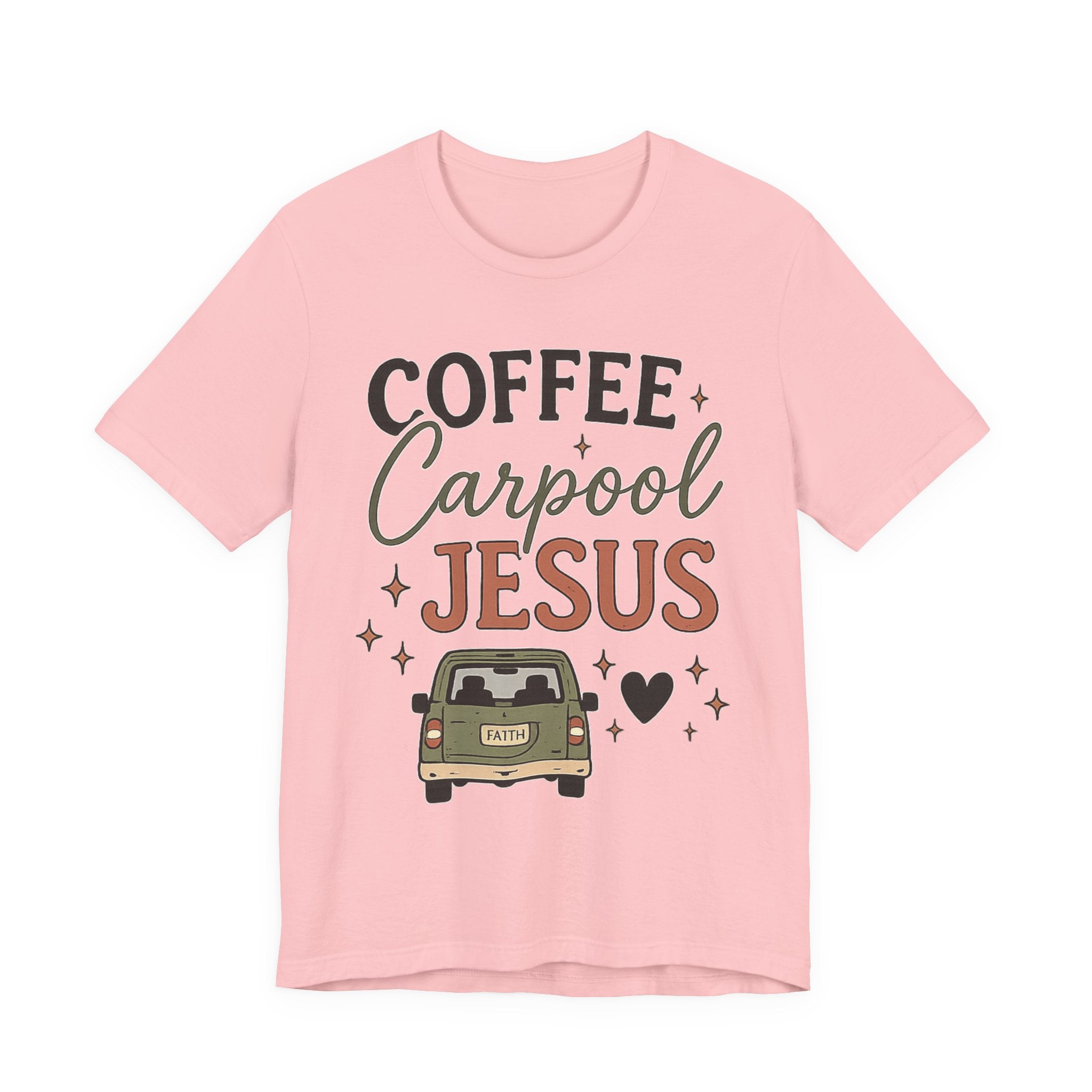 Woman’s Coffee Carpool Jesus T‑Shirt — Christian Faith Graphic Tee
