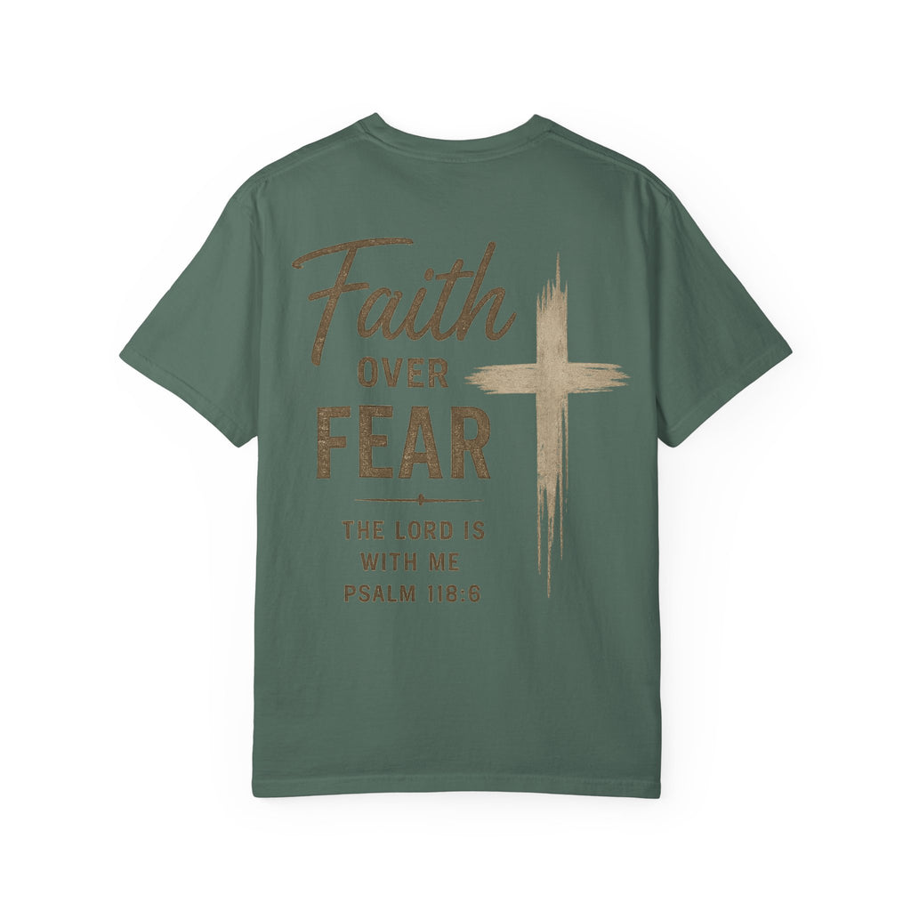 Men’s Faith Over Fear T‑Shirt — Christian Cross Psalm 118:6 Inspirational Tee