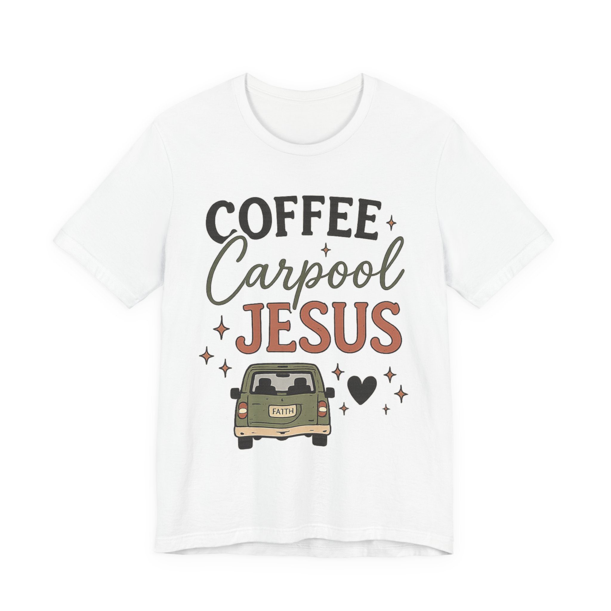 Woman’s Coffee Carpool Jesus T‑Shirt — Christian Faith Graphic Tee