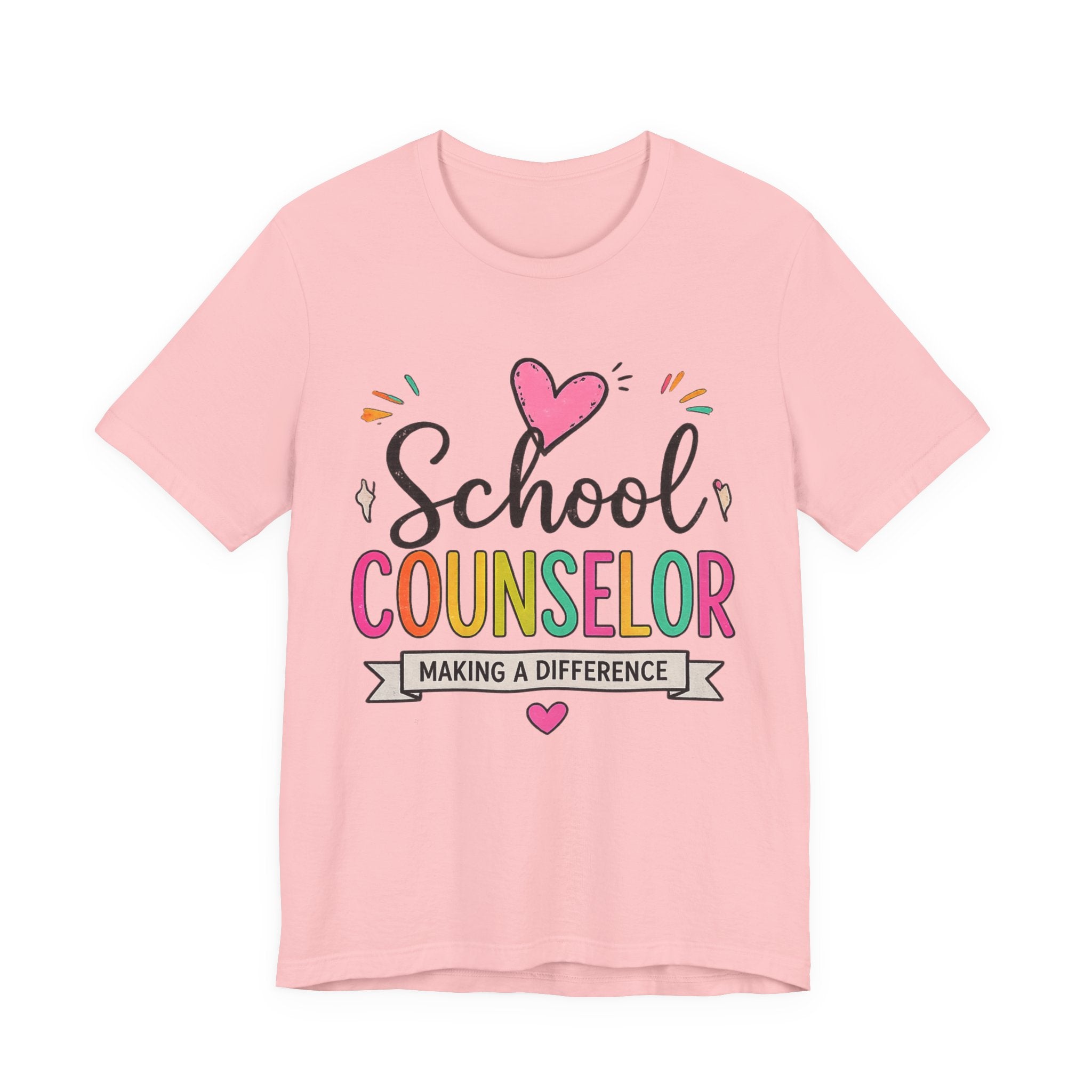 School Counselor T‑Shirt — 'Making a Difference' Colorful Heart Design