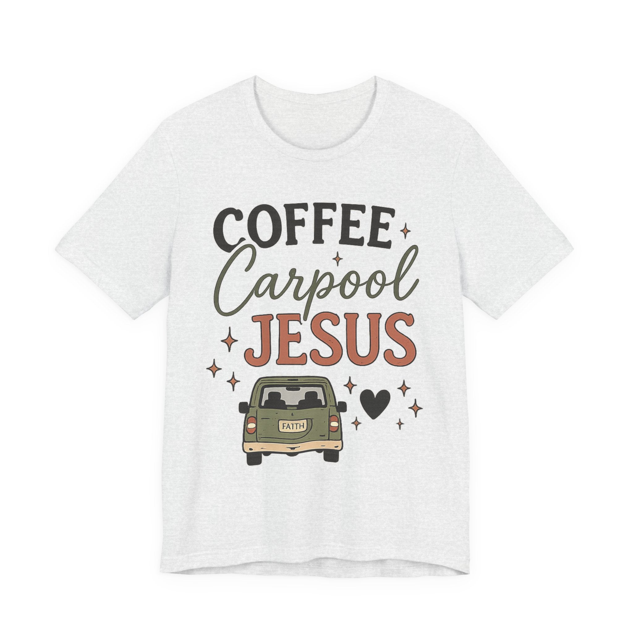 Woman’s Coffee Carpool Jesus T‑Shirt — Christian Faith Graphic Tee