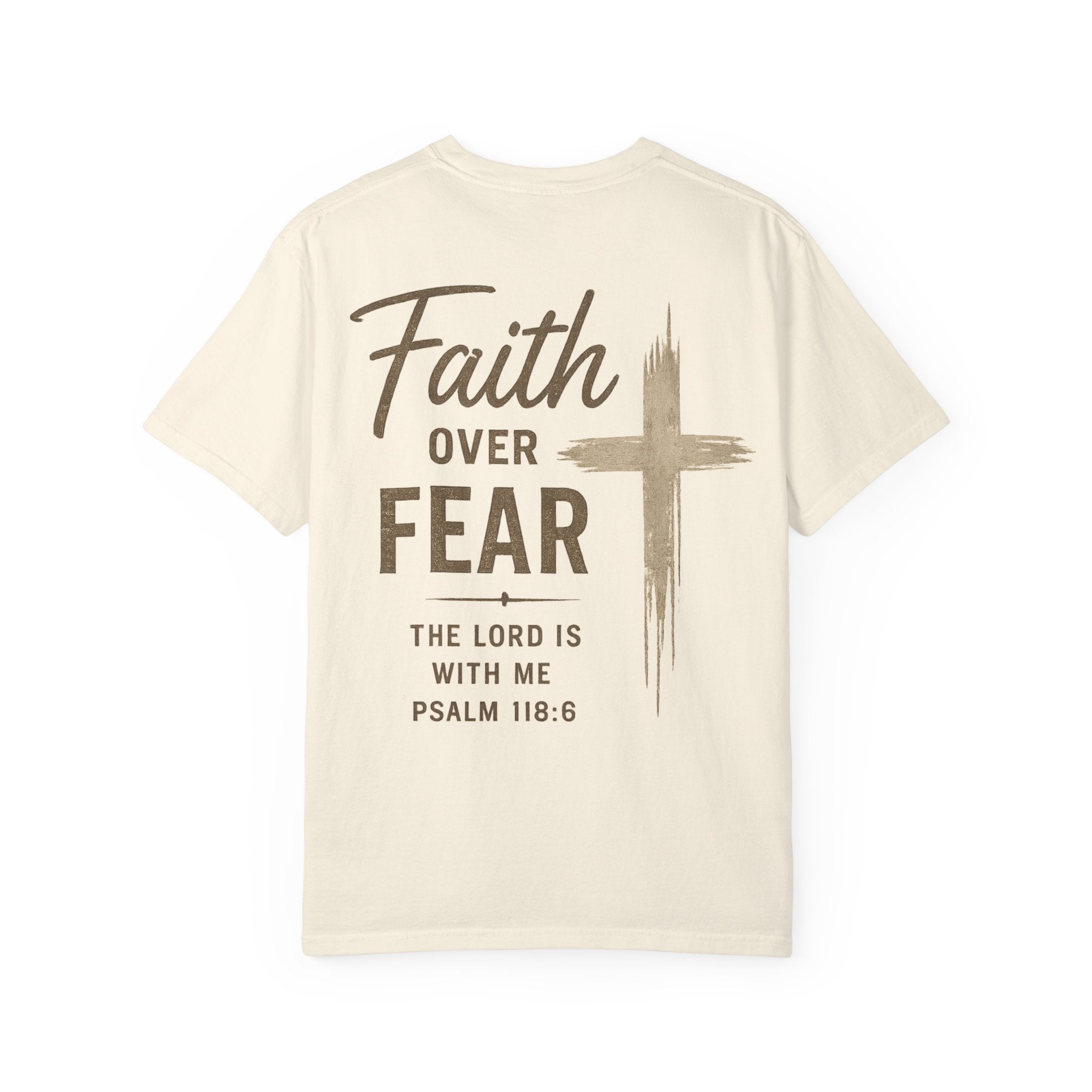 Men’s Faith Over Fear T‑Shirt — Christian Cross Psalm 118:6 Inspirational Tee