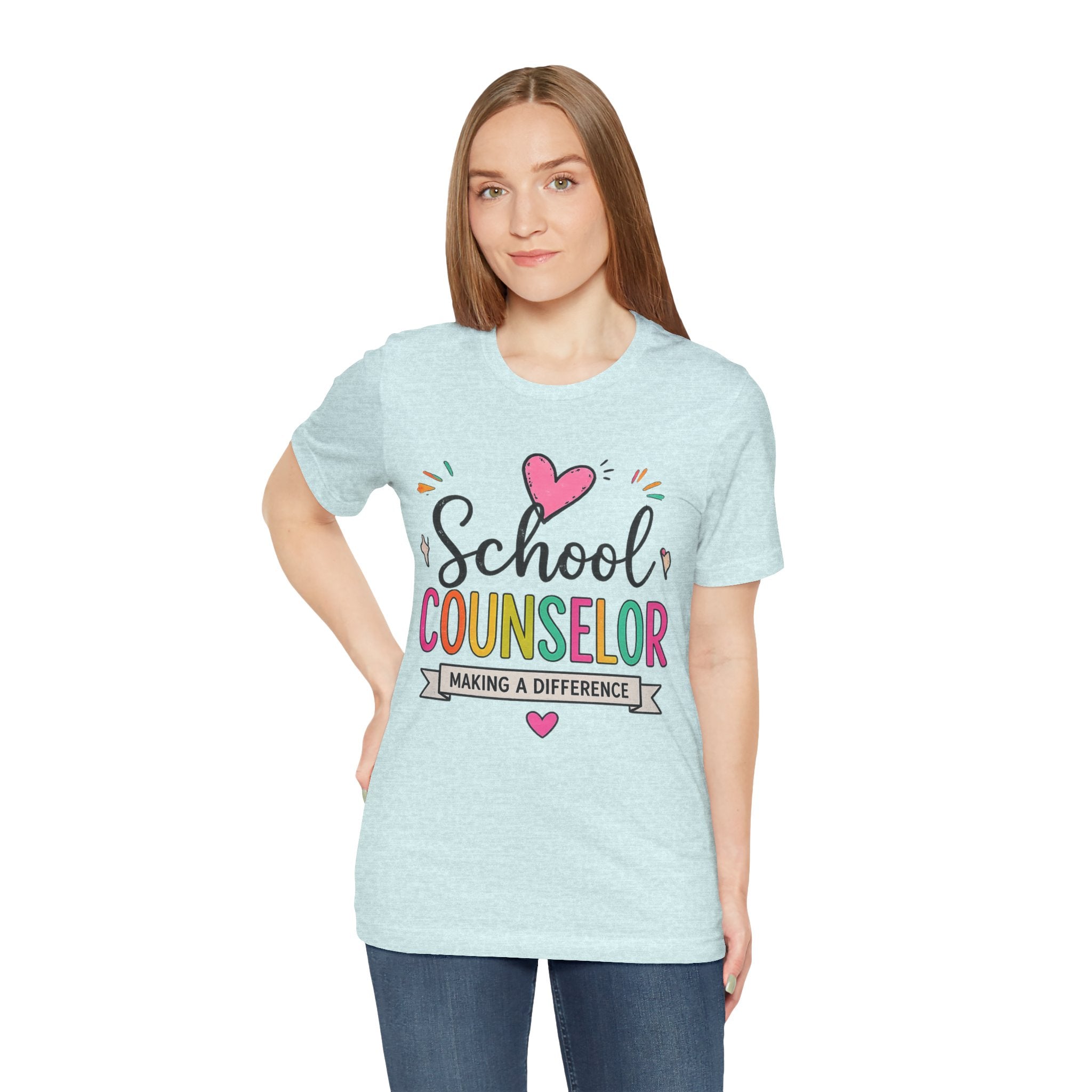 School Counselor T‑Shirt — 'Making a Difference' Colorful Heart Design