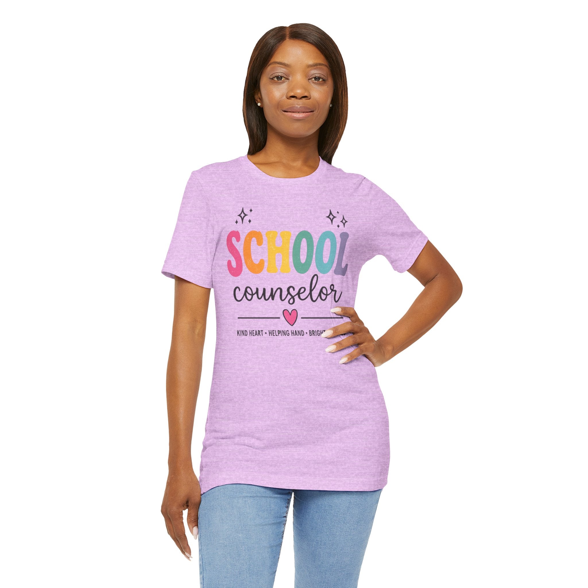 School Counselor T-Shirt — “Kind Heart • Helping Hand • Bright Futures” Cute Rainbow Design