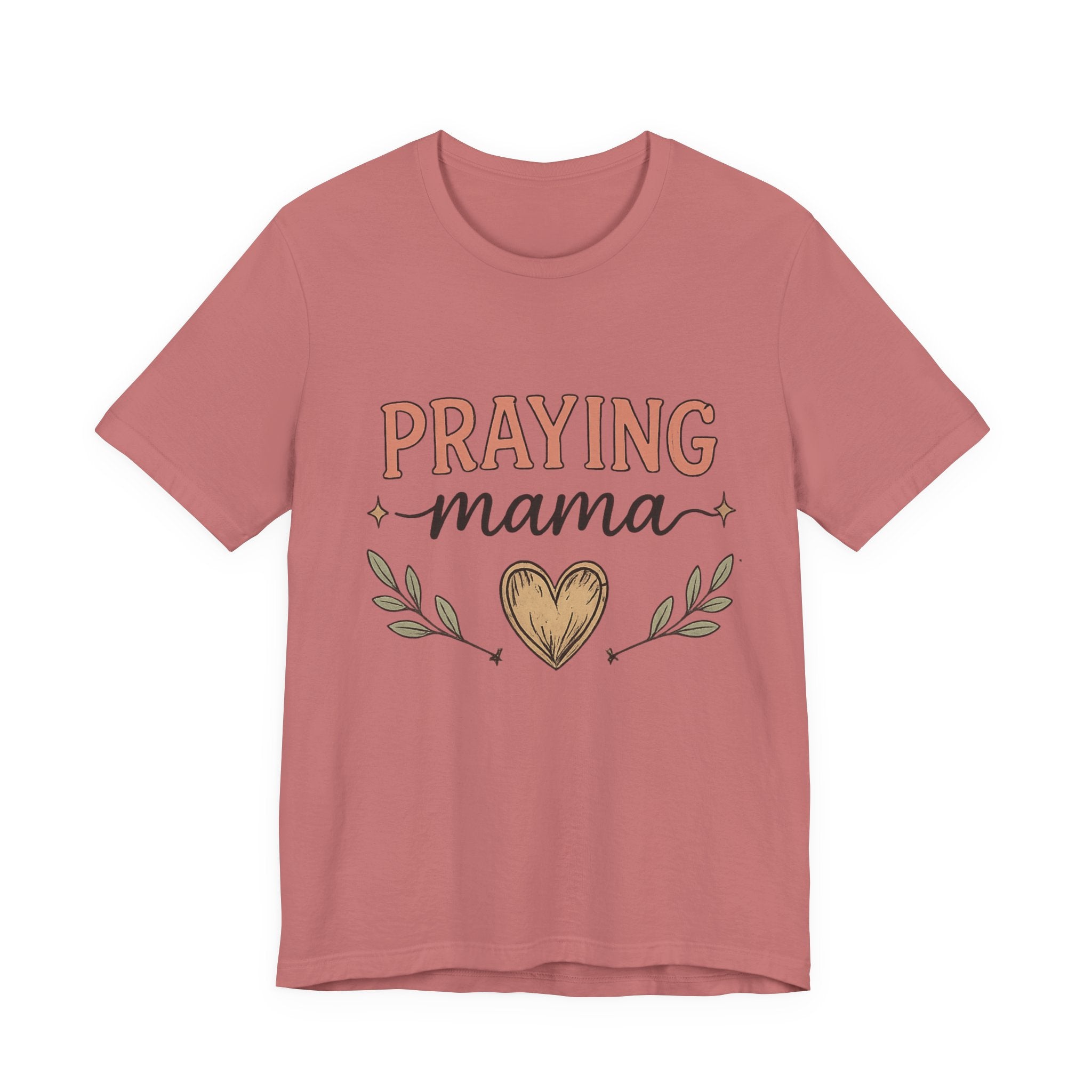 Woman’s Praying Mama T-Shirt — Faith-Based Women's Tee with Heart & Olive Branch Design