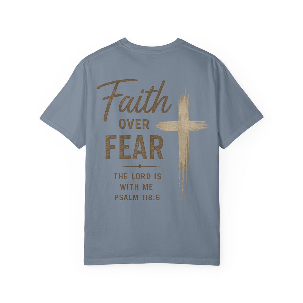 Men’s Faith Over Fear T‑Shirt — Christian Cross Psalm 118:6 Inspirational Tee