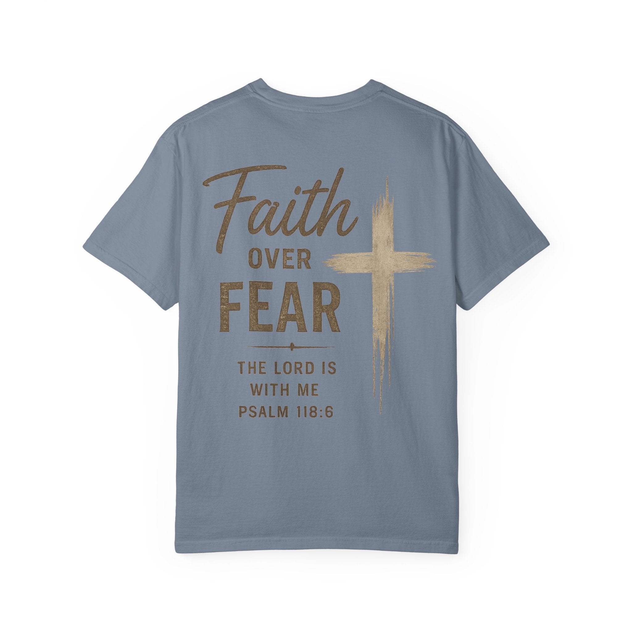 Men’s Faith Over Fear T‑Shirt — Christian Cross Psalm 118:6 Inspirational Tee